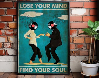 Framed Lose Your Mind, Find Your Soul - Vintage Pulp Fiction Movie Poster - Retro Print for a Nostalgic Vibe, Canvas Ready to Hang