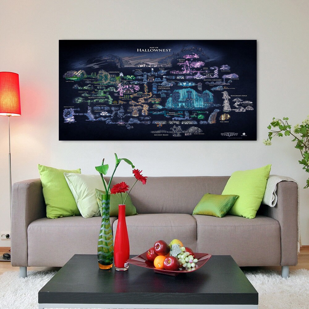Hollow Knight Map Print, Canvas, Poster Wall Art and Decor, Canvas ...