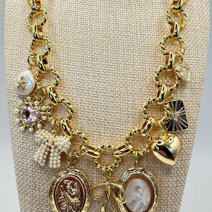 Gold plated handmade charm necklace