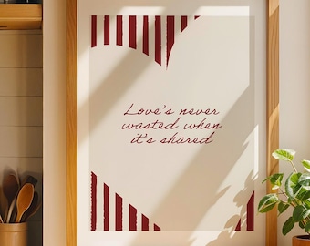 Striped Lyric Print Inspired by Olivia Dean, Love Quote Wall Art, Modern Music Print, Digital Download