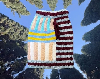 Dog Sweater Knitting Pattern | dog sweater pattern, dog knitted sweater, dog knit pattern, colorful knitting pattern, dog pullover, dog coat