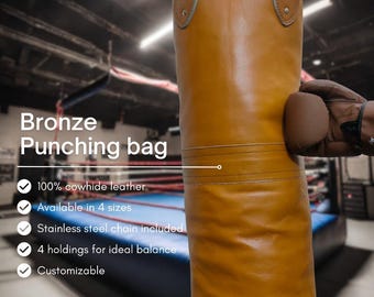Saco de boxeo de cuero de vaca hecho a mano: Boxeo vintage, MMA, Kickboxing