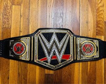 Universal Championship Replica Belt: Black Leather, 2MM Brass Plates