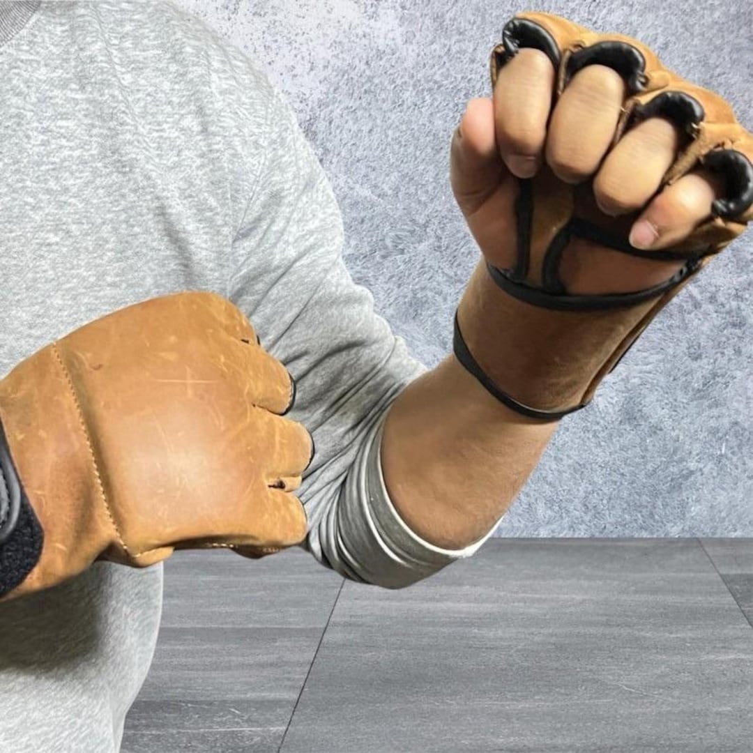 Gants De Grappling Cuir Vintage - MMA, Jiu-Jitsu, Boxe - Taille S-5XL - Marron - Neufs