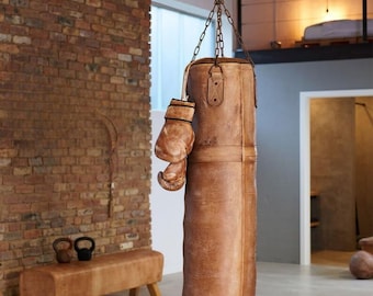 Ręcznie robiony skórzany worek treningowy: trening bokserski w stylu vintage