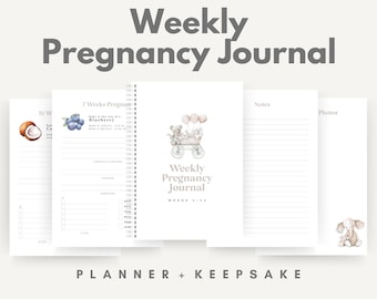 Diario de embarazo semanal imprimible: Planificador de recuerdos (descarga digital)