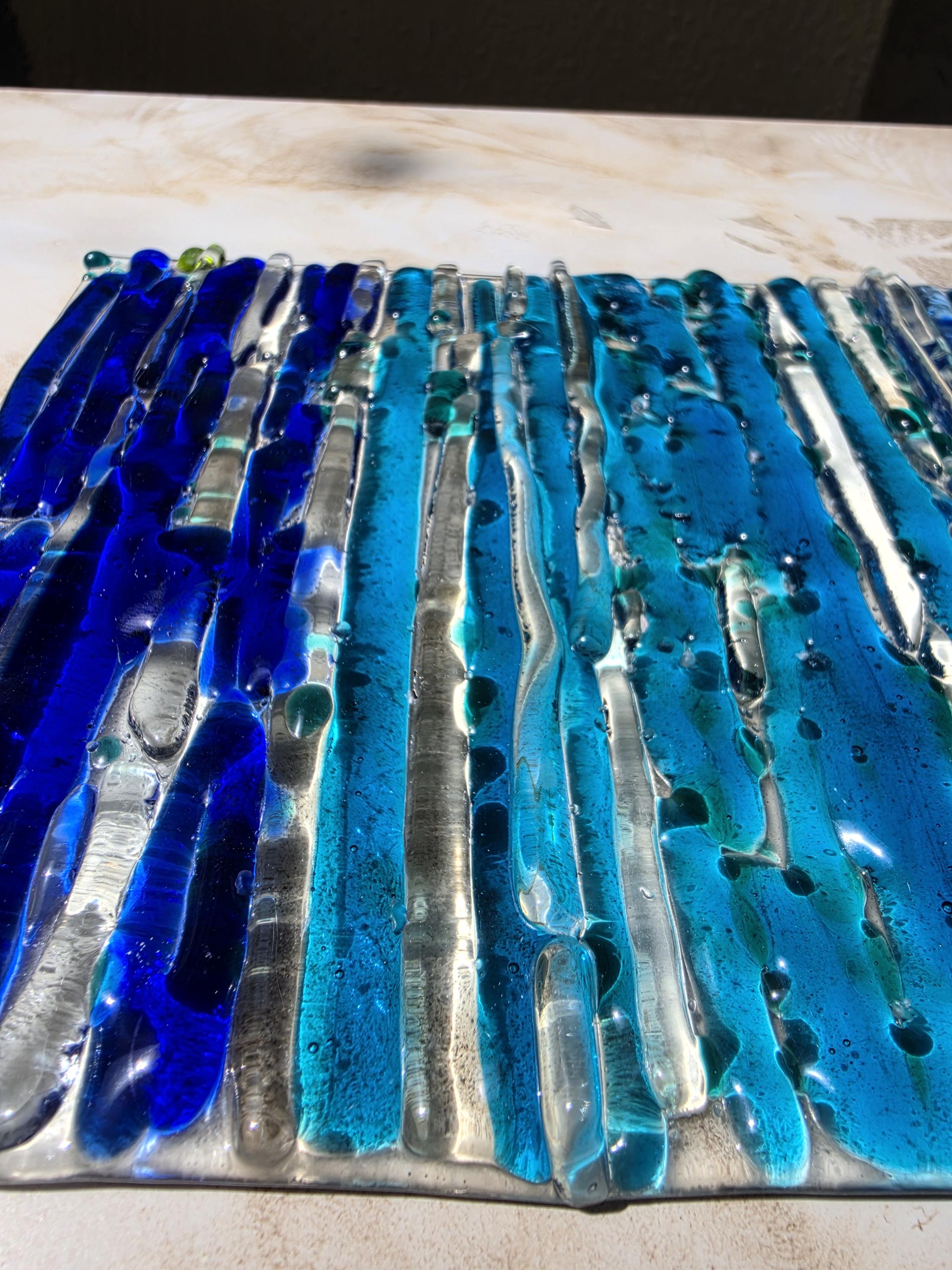 Handcrafted Fused Glass Coastal Beach Wave Wall Art 33x15cm (13x5.90 In ...