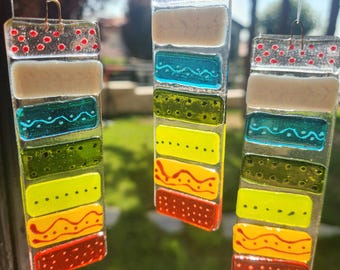 Set van 3 spiritueel interieur, regenboog chakra glaskunst suncatcher set, handgemaakt meditatie yoga decor, healing decor, zen decor-object