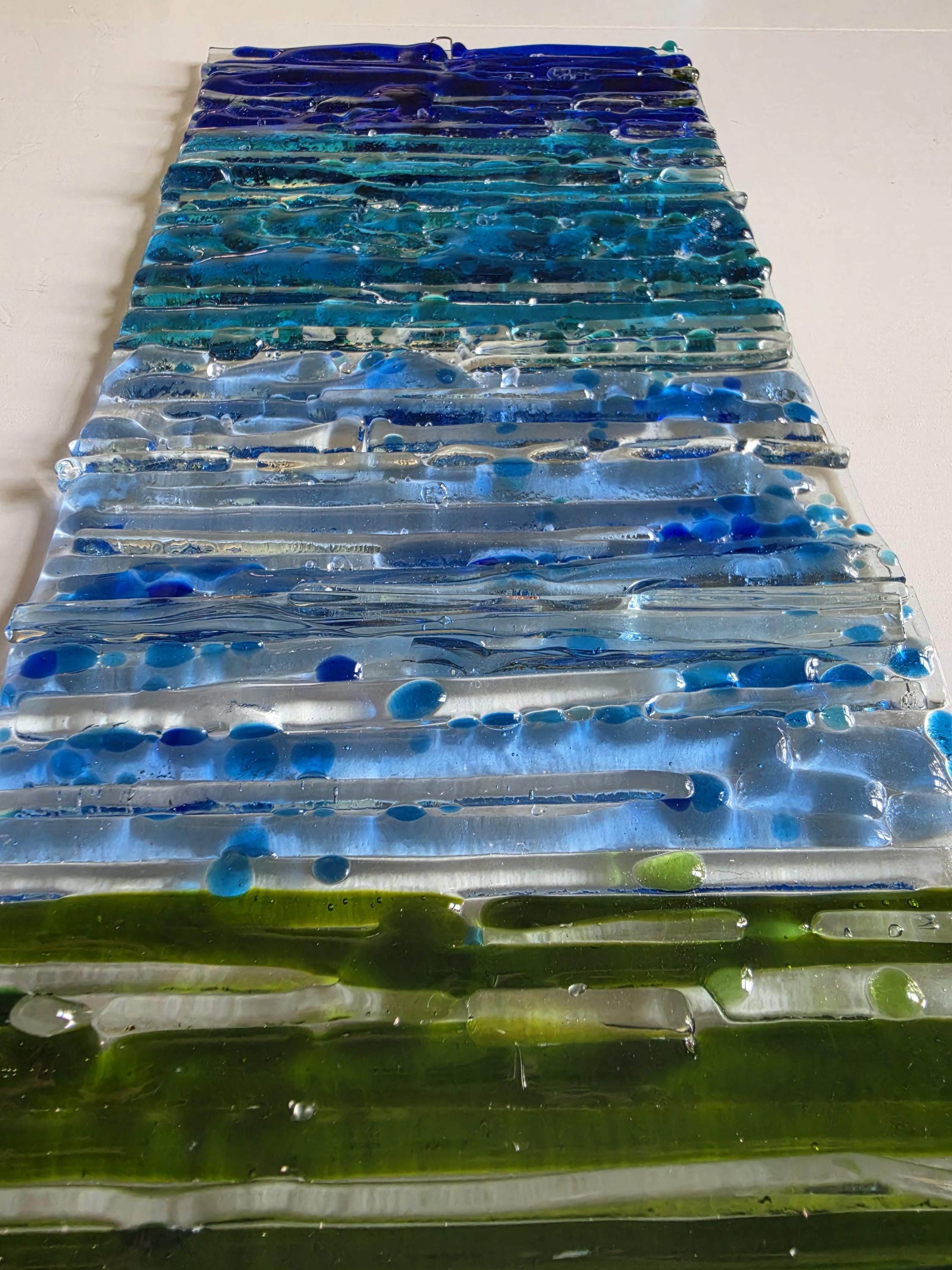 Handcrafted Fused Glass Coastal Beach Wave Wall Art 33x15cm (13x5.90 In ...