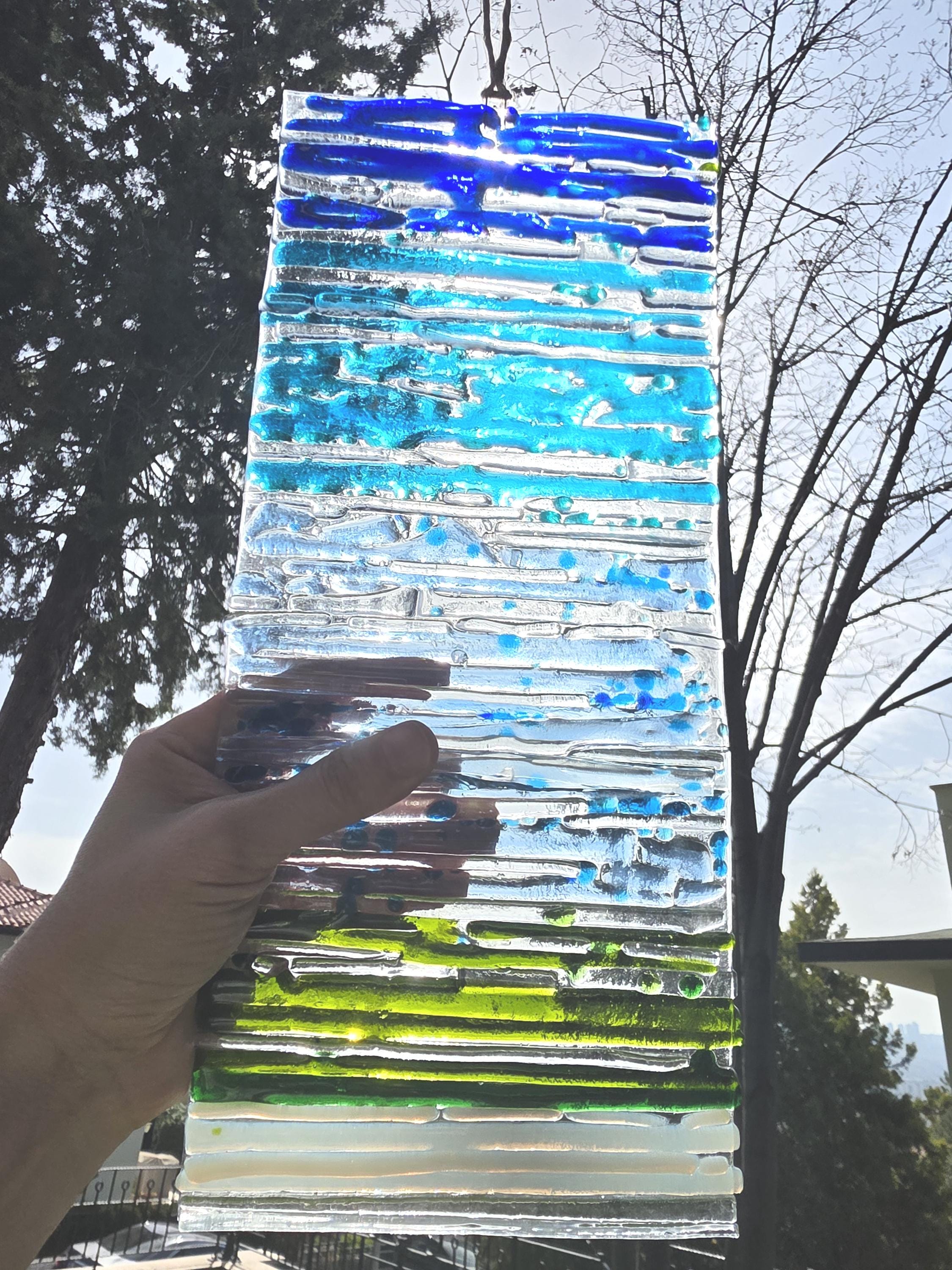 Handcrafted Fused Glass Coastal Beach Wave Wall Art 33x15cm (13x5.90 In ...