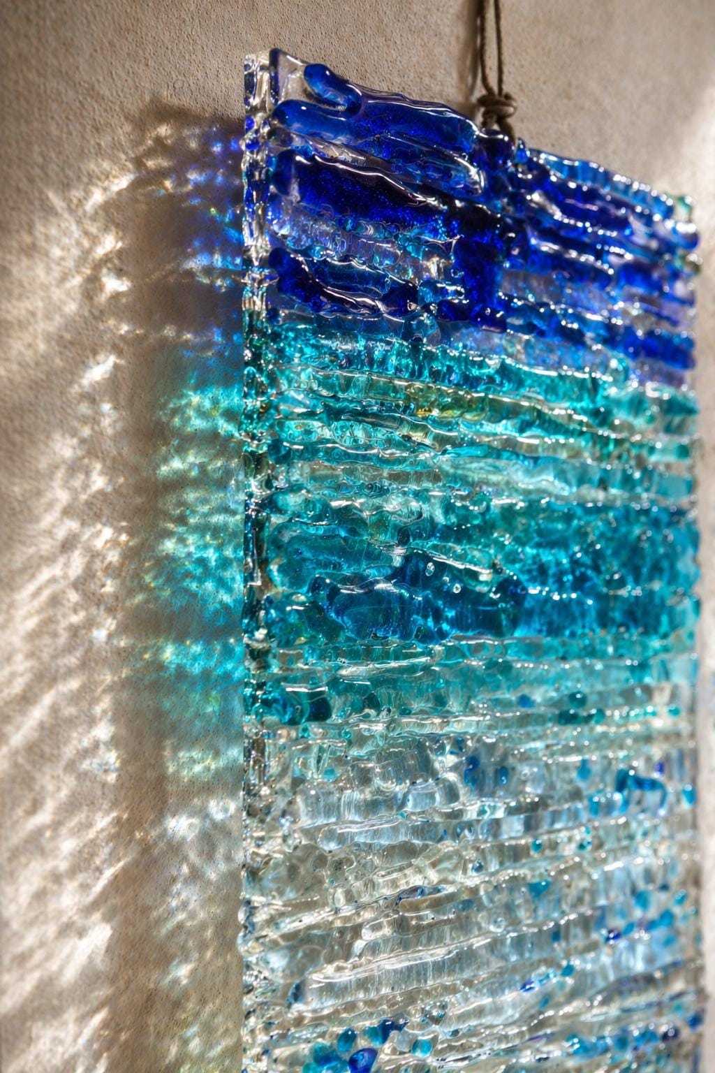 Handcrafted Fused Glass Coastal Beach Wave Wall Art 33x15cm (13x5.90 In ...
