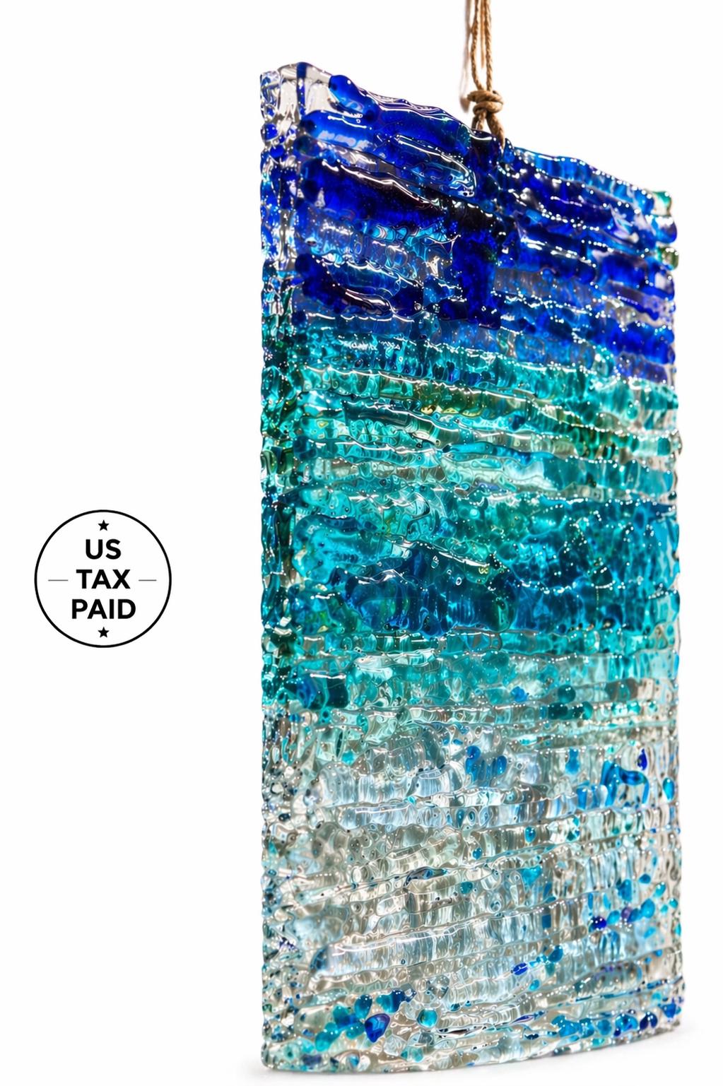 Handcrafted Fused Glass Coastal Beach Wave Wall Art 33x15cm (13x5.90 In ...