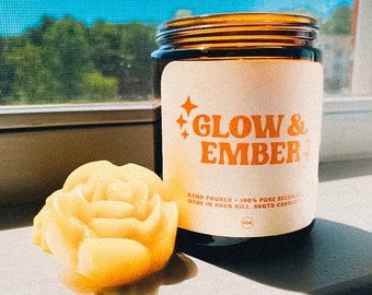 All Natural Beeswax Candle | Amber Jar
