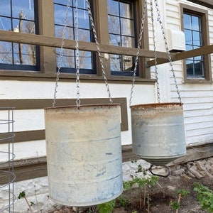 2 Hanging true  Vintage Chicken waterer Lids , galvanized,