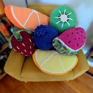 NEW FRUIT STYLE****Handmade Crochet Fruit Throw Pillow