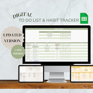 Digital To-Do List & Habit Tracker for Google Sheets (Customisable)