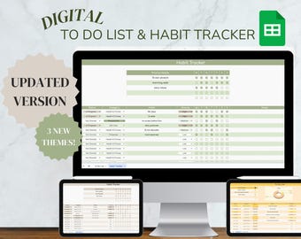 Lista de tareas digital y rastreador de hábitos para Hojas de cálculo de Google (personalizable)