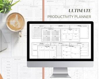 Monthly Productivity Planner, Goals, Finance, Habit Tracker (PDF)