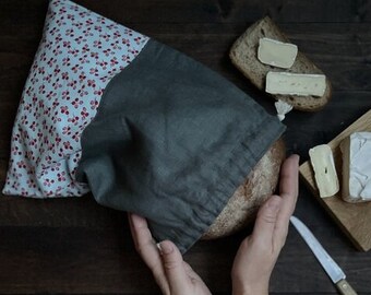 Reusable zero waste linen lined bread storage bag