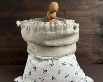 Drawstring reusabale linen lined bread storage bag