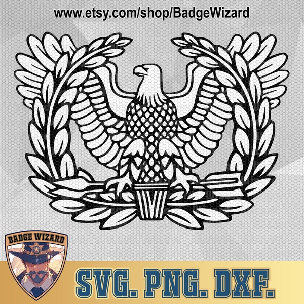 Warrant Officer Eagle Rising Insignia SVG, US Army Military Officer Insignia PNG, Dxf, Cricut Ready Vector Art, Cut file
