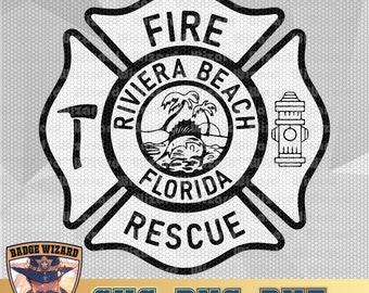 Riviera Beach Florida Fire Rescue Badge, Vector Art (SVG, PNG, DXF)