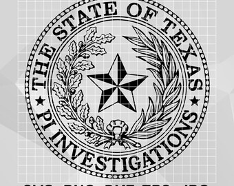 Texas PI Investigations Seal SVG, Private Investigator Vector Cut File