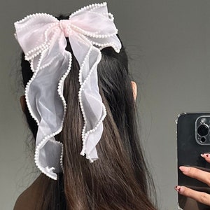 Hair Accessories Hair Clips For Her Birthday Gift  Occasion Hair Bow for women Long Tail Hair Bow Velvet tail Satin Hair Bow Old Money Style