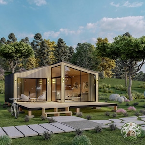 19'x20' moderne plattegronden voor kleine woningen | DIY-blauwdrukken voor huisjes | Kleine huisjes | Pdf direct downloaden