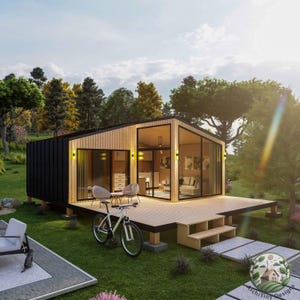 Plans de petite maison 19 x 20, plans de cabane de cottage moderne, dessins d'architecture de petite maison, guide de construction DIY 1 chambre, téléchargement PDF