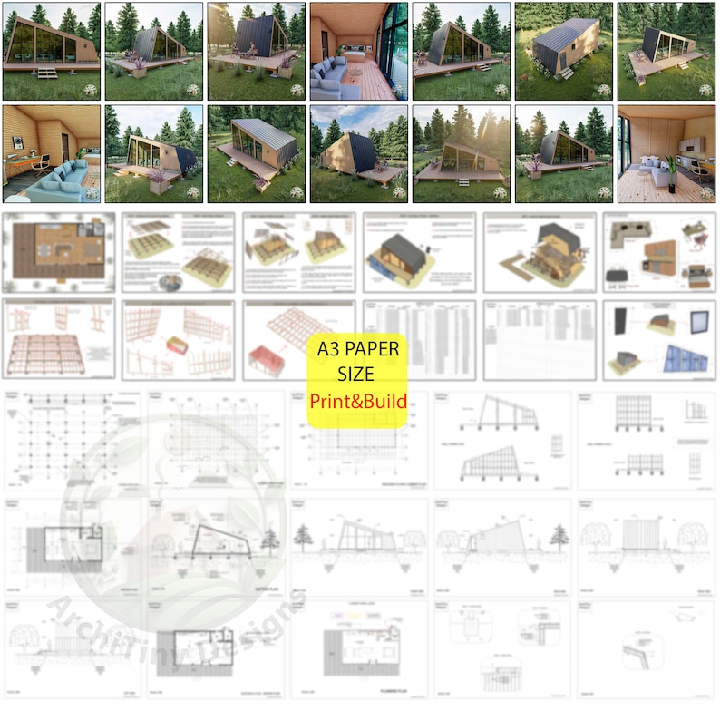 Plans de petites maisons modernes de 20 pi x 26 pi | Ensemble de permis pour une petite maison