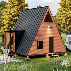 Modern A-Frame Loft Cabin Plans 20x21 | Tiny House Plans | Cozy Small House Plans | Guest House ADU Plans | Architectural Design Set | PDF image 7