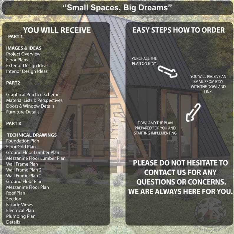 Modern A-Frame Loft Cabin Plans 20x21 | Tiny House Plans | Cozy Small House Plans | Guest House ADU Plans | Architectural Design Set | PDF image 5