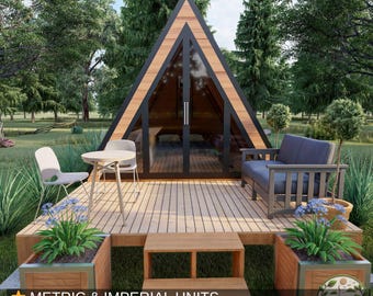 Planos de cabañas con estructura en forma de A de 2,7 x 3 m (DIY): Lista de materiales y cortes (sin necesidad de permiso)