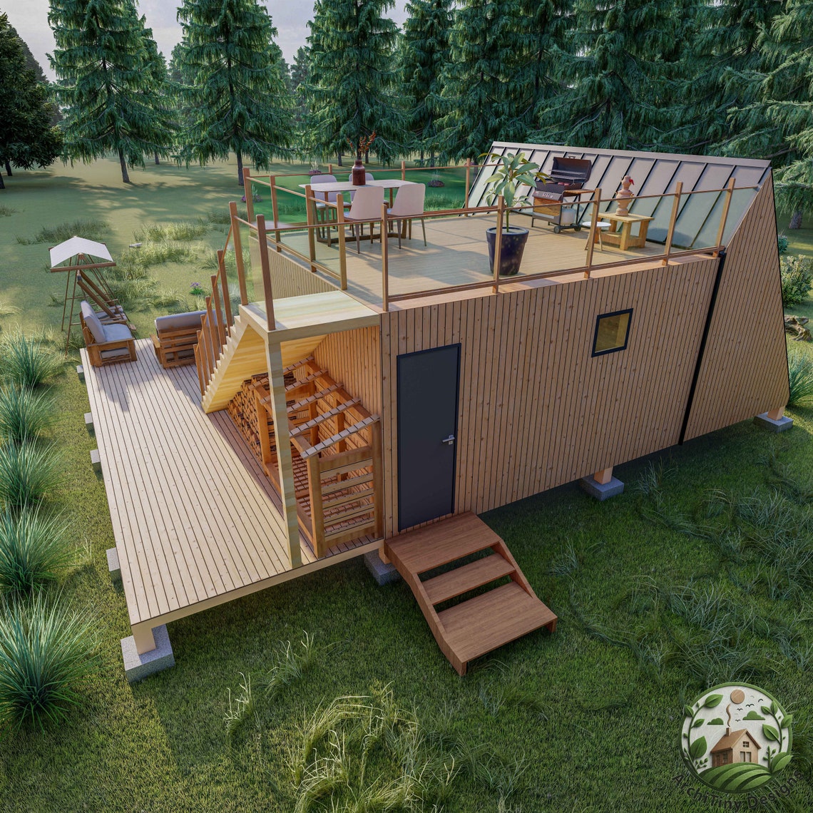 Planos de minicasa moderna con estructura en forma de A / Planos de ...