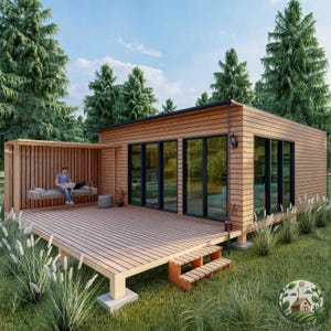Moderne plattegrond van een klein huis: 20 x 25 inch | Kleine huisjes | Modern huisje huisjes | Duurzaam en doe-het-vriendelijk ontwerp | Tiny Home-abonnement