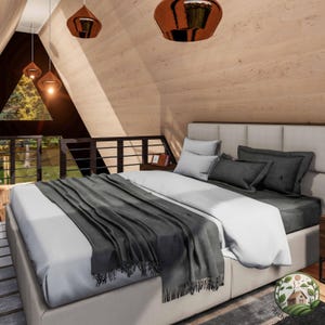 Modern A-Frame Loft Cabin Plans 20x21 | Tiny House Plans | Cozy Small House Plans | Guest House ADU Plans | Architectural Design Set | PDF image 9
