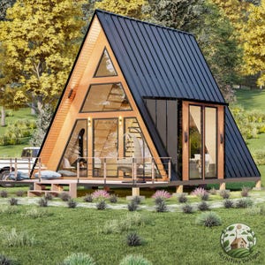 A-Frame House Plan: Tiny House Plans, Modern Cabin & Cottage Blueprints, Building Blueprints for Cozy Living