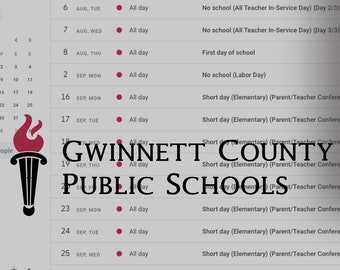 GCPS 2025-26 School Calendar | Auto-updating Google Calendar - Etsy