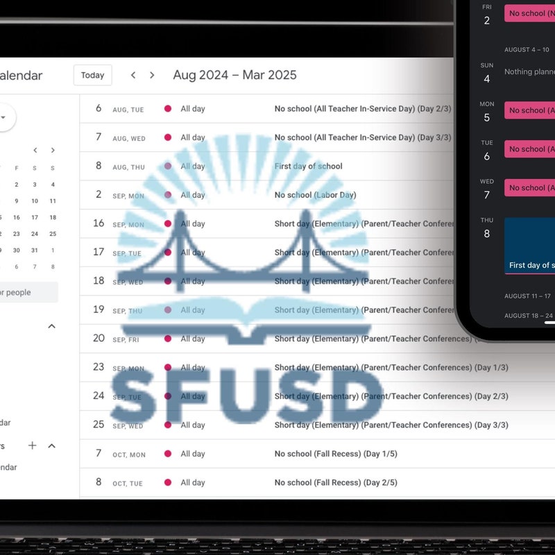 2024 25 San Francisco Unified School District Calendar Etsy