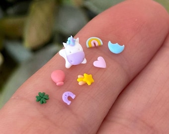Tiny Unicorn and Lucky Charms Bottle Necklace - St Patrick’s Lucky Charms - Cereal Marshmallows Polymer Clay Jewellery