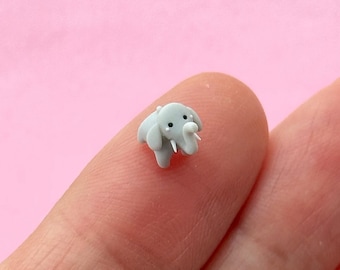 Micro Elephant in a Tiny Bottle - Polymer Clay Miniature