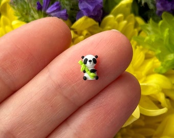 Micro Panda Bottle Necklace - Polymer Clay Miniature