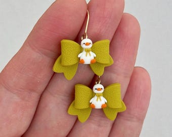Cute Goose Bow Earrings – Handmade Valentine’s Day Gift
