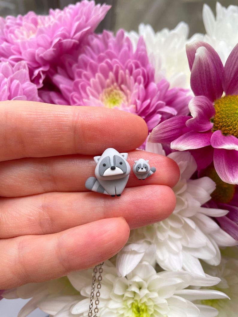 Handmade Polymer Clay Raccoon Necklace – Charm Jewellery - Etsy