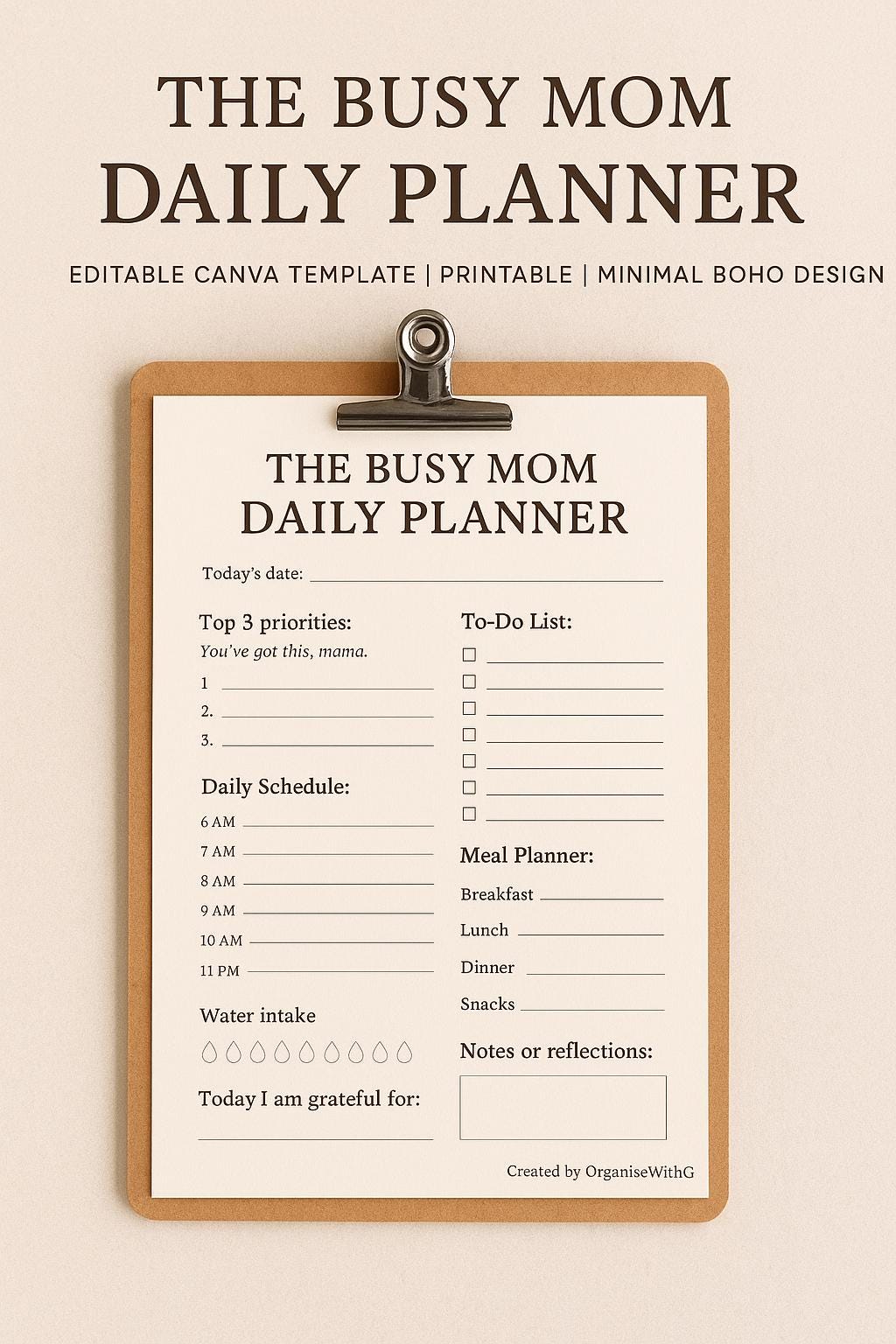 The Busy Mom Daily Planner | Editable Canva Template - Etsy