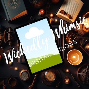 Dark Witchy Fantasy ebook Mockup Device Bookstagram Canva Gothic Template Tablet Flatlay Author Book Cover Social Media Academia