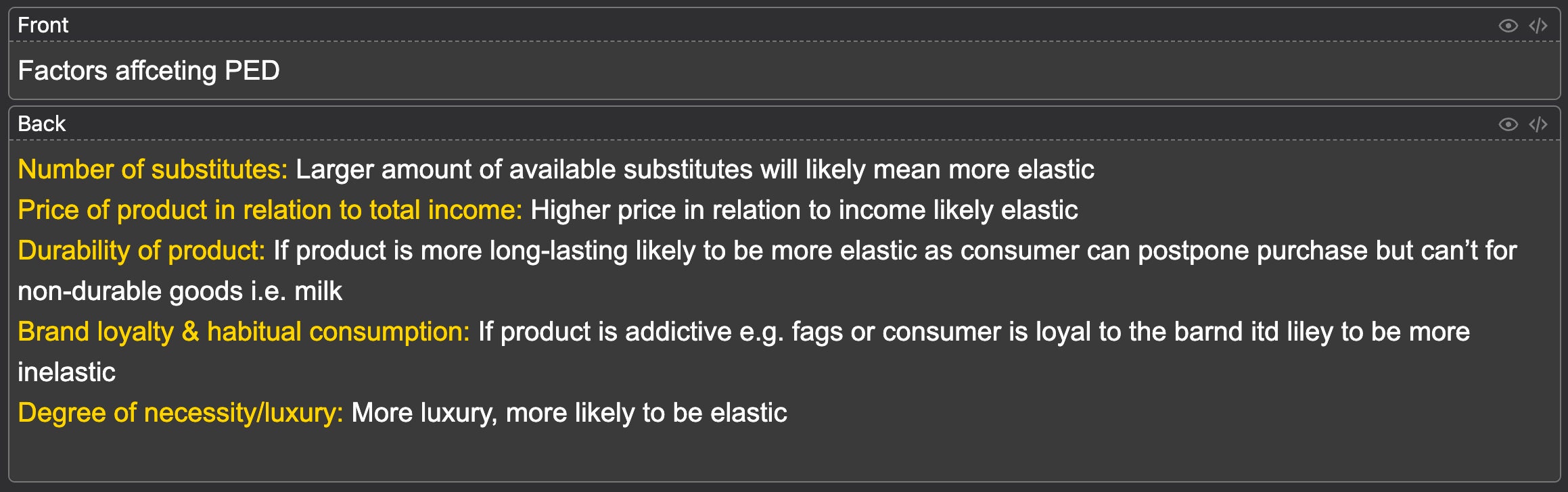 Alevel Economics Anki Flashcards From A Student Etsy