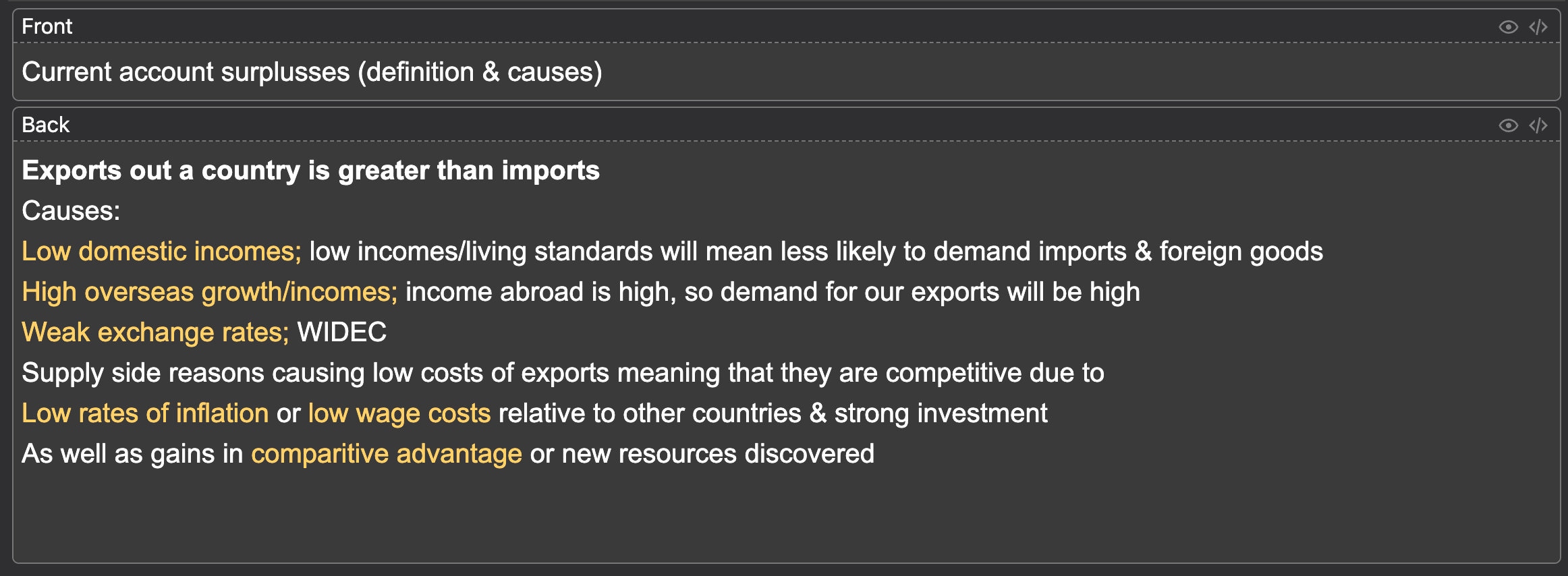 Alevel Economics Anki Flashcards From A Student Etsy