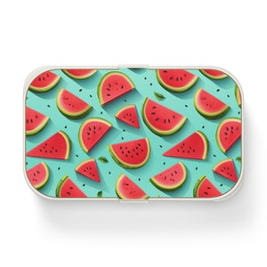 Fiambrera Bento con patrón de rebanadas de sandía con divisor, sin BPA, compacta y portátil para pícnic de frutas, elegante y ecológica para preparar comidas de verano